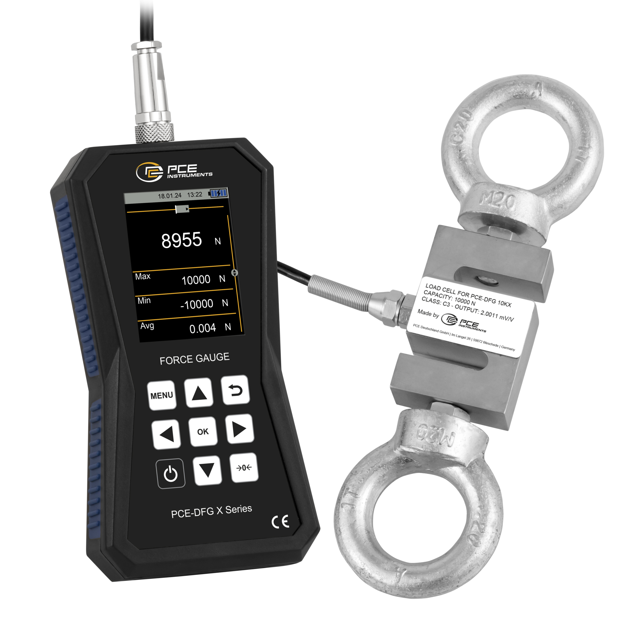 PCE Force Gauge — Measures Tensile and Compressive Forces, High Precision, Model# PCE-DFG 10K X